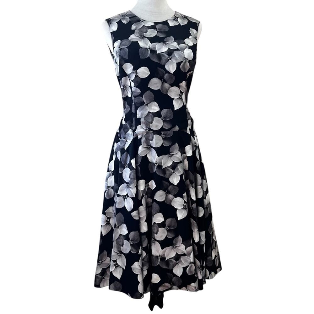 Jason Wu Fit & Flare Full Skirt Black & Gray Cocktail Dress, Measures as Medium